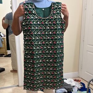 Floral Green Sleeveless Dress